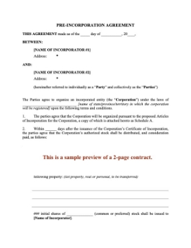 Pre-Incorporation Agreement Template Pre-Incorporation Agreement Template