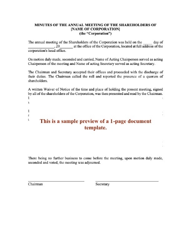 USA Shareholder Minutes of Annual Meeting