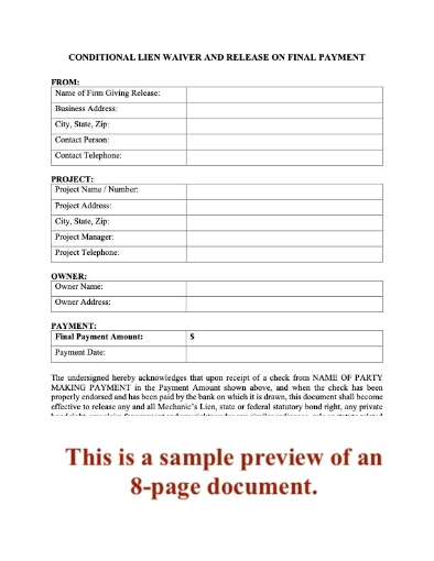 Washington Lien Waiver and Release Forms Package