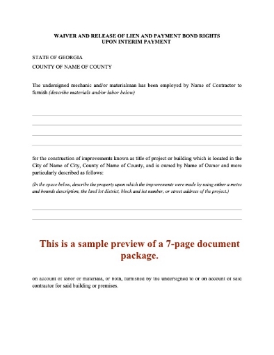 Georgia Lien Waiver and Release Forms