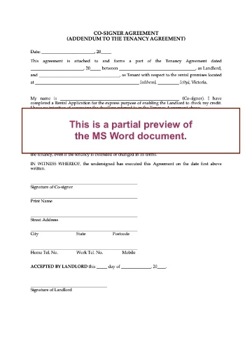 Victoria Co-Signer Agreement for Tenancy by Minor